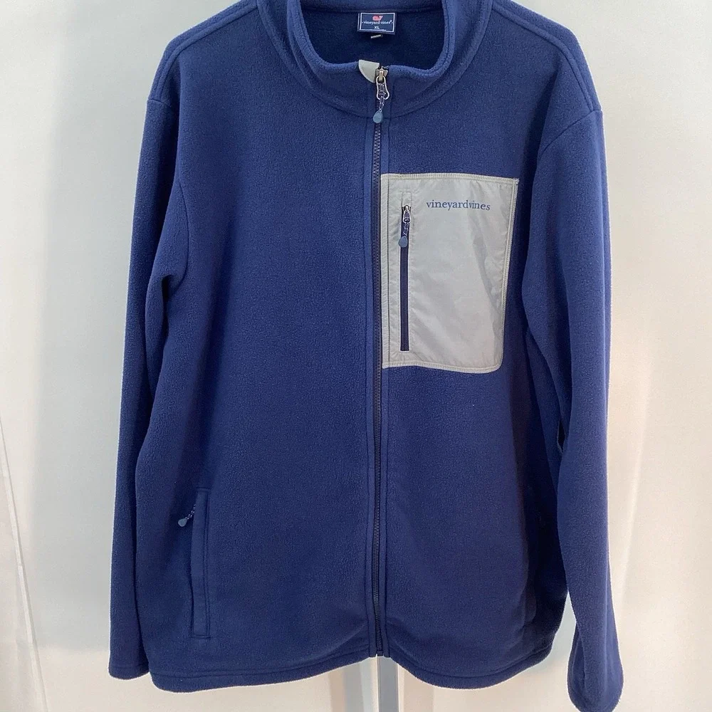 Vineyard Vines Jacket Mens Extra Large XL Navy Blue Harbor Tech‎ Fleece Full Zip